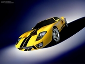 yellow sports car,shadows,lamps,tires,ford gt