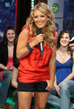 Musician Hilary Duff shows her great legs at MTV's Total Request Live at the MTV Times Square Studios in New York City